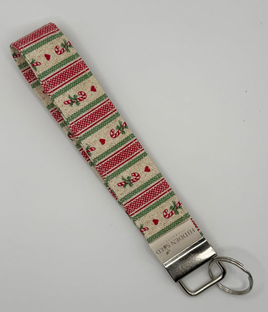 Candy Cane Wristlet Keyfob