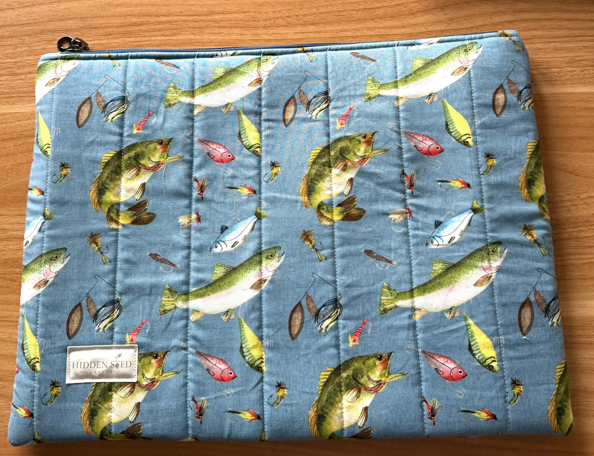 Quilted Laptop Sleeve - Gone Fishing
